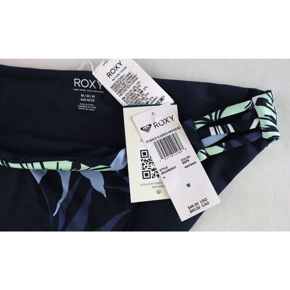 Roxy ARJX403531 Sz M Blue Tropics Print Beach Classic Hipster Bikini Bottoms $46 - Picture 4 of 9